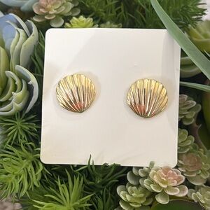 Gold Stud Seashell Shape Earrings Women’s Jewelry Summer Vacation Travel